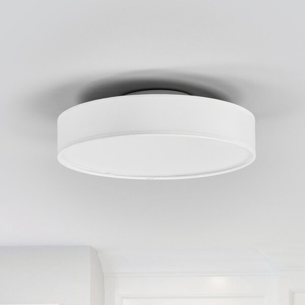 Lindby plafonieră LED Saira, Ø 30 cm, alb, textil, Alb, Camera de zi / sufragerie, Țesătură / Textil, Modern