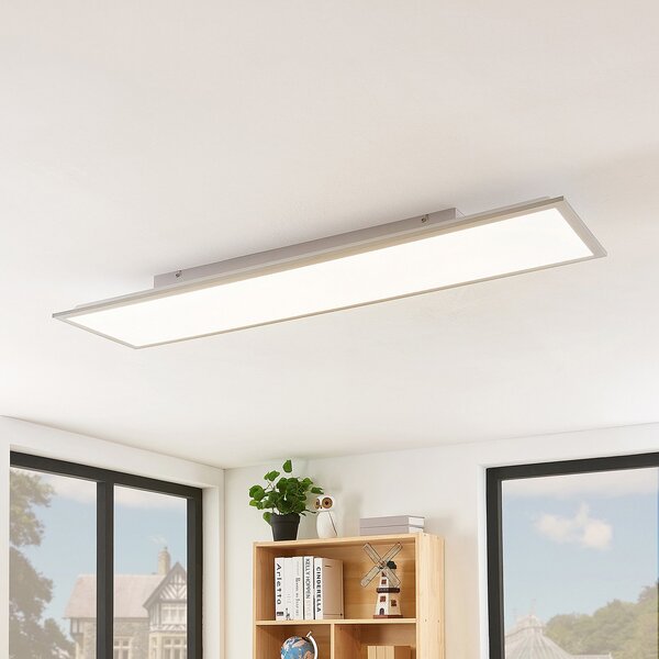 Lindby Panou LED Stenley, 4.000 K, 120 cm x 30 cm, argintiu/alb, Alb, Bucătărie, Plastic, Modern