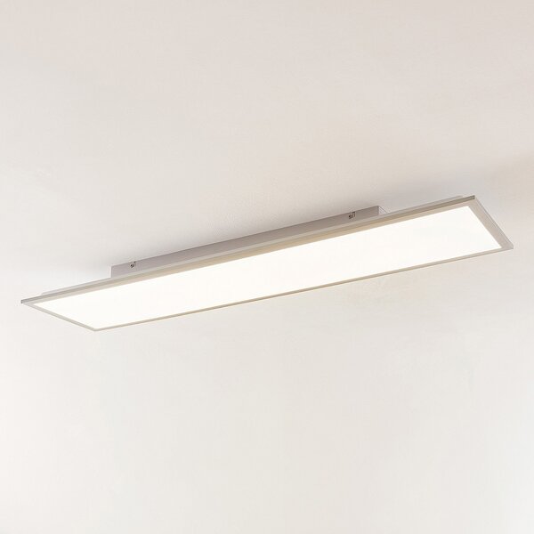 Lindby Panou LED Stenley, 4.000 K, 120 cm x 30 cm, argintiu/alb, Alb, Bucătărie, Plastic, Modern