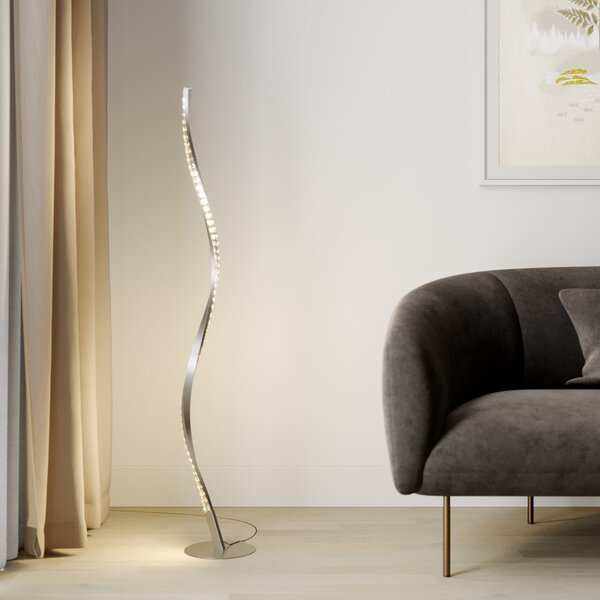 Lampadar Lindby, Criostal, reglabil, Metalic, Camera de zi, Aluminiu, Modern