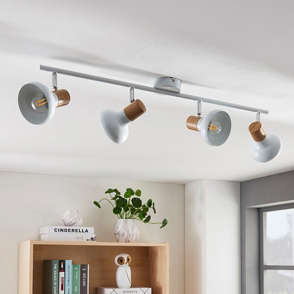 Lindby Fridolin spot de plafon, 70cm, 4 becuri, alb, metal, reglabil, Alb, Bucătărie, Metal, Modern