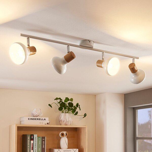 Lindby Fridolin spot de plafon, 70cm, 4 becuri, alb, metal, reglabil, Alb, Bucătărie, Metal, Modern