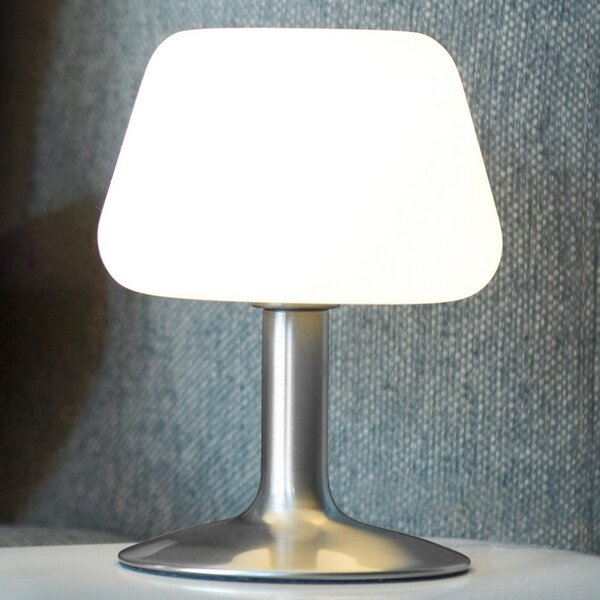Paul Neuhaus Lampă de masă Till, culoare oțel, sticlă, dimabil, reglabil, Alb, Camera de zi / sufragerie, Metal, Modern