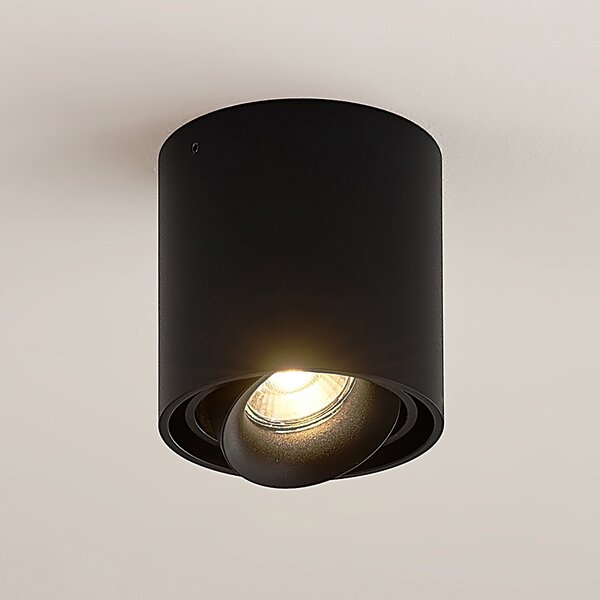 Arcchio Spot Walza, negru, metal, Ø 9.3cm, GU10, reglabil, Negru, Hol, Aluminiu, Modern