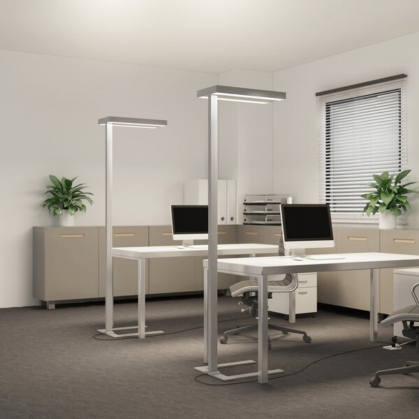 Arcchio Lampadar LED Logan Ultra, 4,000K, senzor, dimabil, reglabil, Metalic, Studiu / Birou, Aluminiu, Modern, Proiector vertical