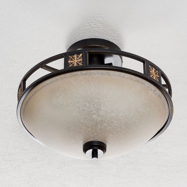 Trio Lighting Plafonieră Caecilia în stil antic, 42 cm, reglabil, Maro / Rugină, Camera de zi / sufragerie, Sticlă, Antichitate