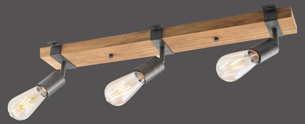 JUST LIGHT. GmbH Plafonieră Slat, pivotantă, 3 becuri, reglabil, Lemn, Camera de zi / sufragerie, Lemn, Vintage