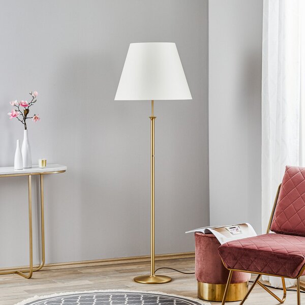 Hufnagel Lampă de podea Royce cu luminator plafon crem, Auriu / Alamă, Camera de zi / sufragerie, Metal, Modern