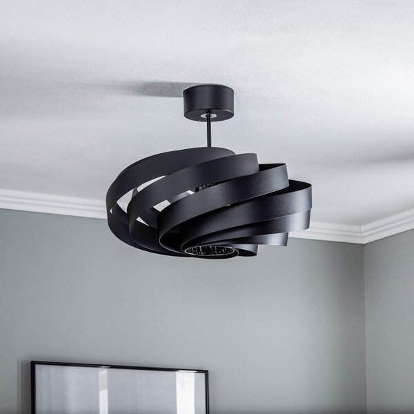 Domiluce Plafonieră Vento, negru, Ø 50 cm, metal, E27, reglabil, Negru, Camera de zi / sufragerie, Metal, Modern