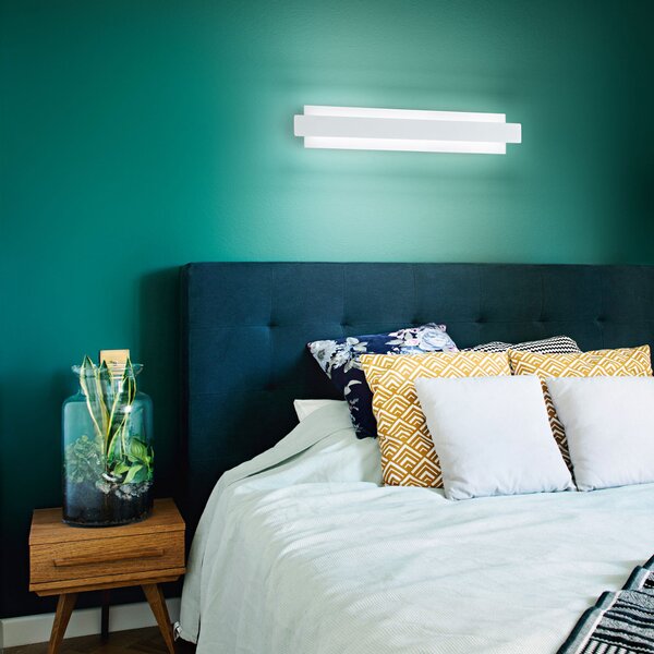 Fabas Luce Aplică de perete LED Regolo față metalică, alb, reglabil, Alb, Camera de zi / sufragerie, Metal, Modern, Perete unghiular