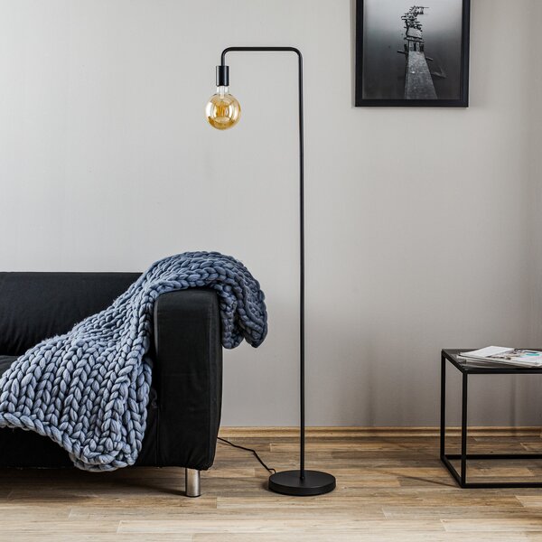 Trio Lighting Lampă de podea Diallo fără abajur negru mat, Negru, Camera de zi / sufragerie, Metal, Modern
