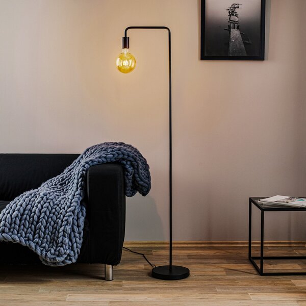 Trio Lighting Lampă de podea Diallo fără abajur negru mat, Negru, Camera de zi / sufragerie, Metal, Modern