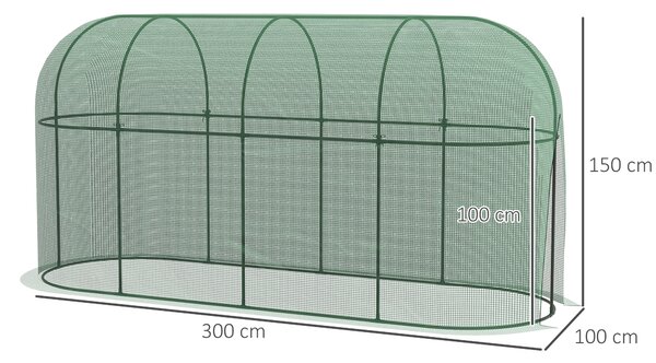 Outsunny Cort de Protecție pentru Plante, cu Ușă cu Fermoar și Țăruși de Fixare, Ideal pentru Grădină, Curte, Gazon, Culoare Verde | Aosom Romania