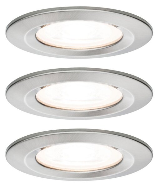 Paulmann Spot Nova triplu, rotund, fix, din fier, IP44, GU10, dimabil, reglabil, Gri, Hol, Metal, Modern, Corpuri de iluminat încastrate rotunde