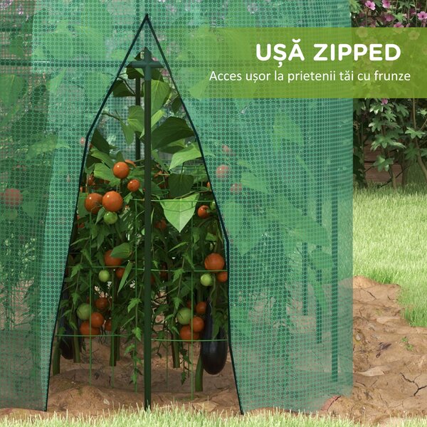 Outsunny Cort de Protecție pentru Plante, cu Ușă cu Fermoar și Țăruși de Fixare, Ideal pentru Grădină, Curte, Gazon, Culoare Verde | Aosom Romania