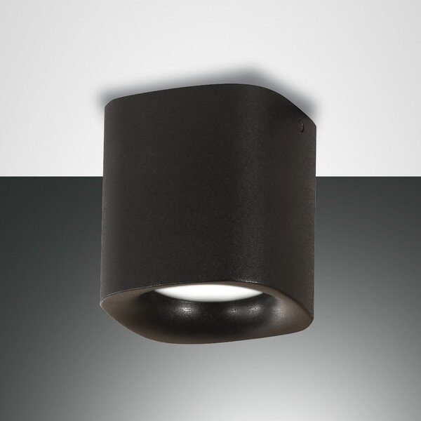 Fabas Luce Plafonieră Smooth, 1 bec, negru, IP44, reglabil, Negru, Camera de zi / sufragerie, Metal, Modern