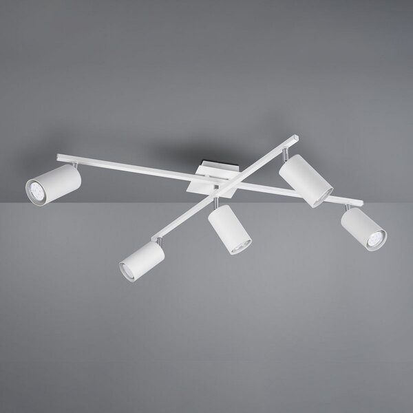 Trio Lighting Spot de plafon Marley alb mat 5 becuri, reglabil, Alb, Camera de zi / sufragerie, Metal, Modern