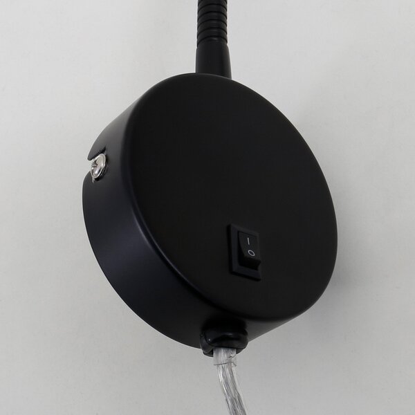 Briloner Aplică de perete LED Tusa, negru, metal, 45 cm, braț flexibil, Negru, dormitor, Metal, Modern