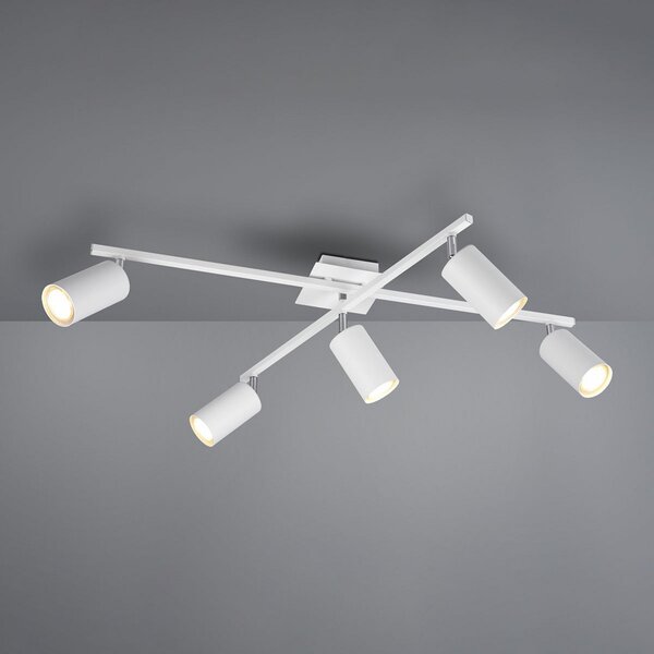 Trio Lighting Spot de plafon Marley alb mat 5 becuri, reglabil, Alb, Camera de zi / sufragerie, Metal, Modern