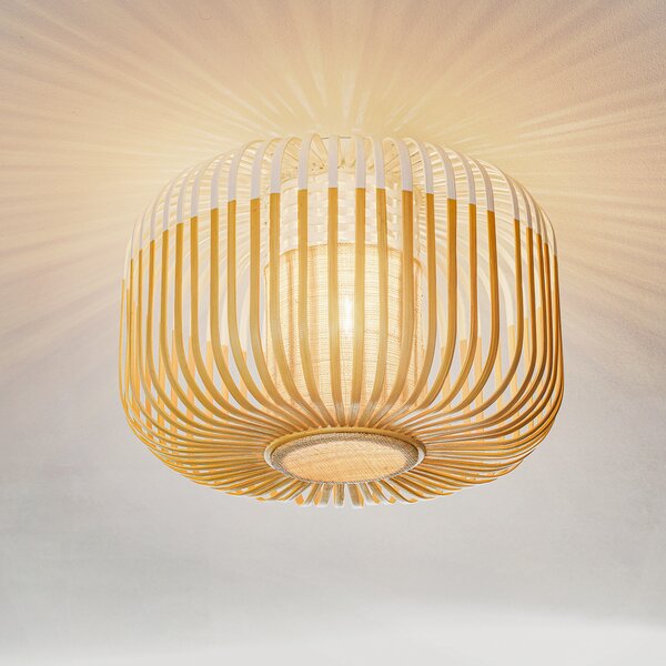 Forestier Plafonieră Bamboo S, Ø 35 cm, albă, reglabil, Alb, Camera de zi / sufragerie, Bamboo, Design
