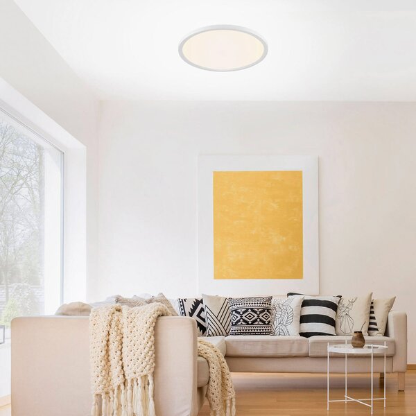 JUST LIGHT. GmbH Plafonieră LED Flat CCT, Ø 40 cm, alb, reglabil, Alb, Bucătărie, Plastic, Modern