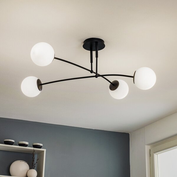 EMIBIG LIGHTING Plafonieră Pregos 4 în negru, becuri, reglabil, Negru, Hol, Metal, Modern
