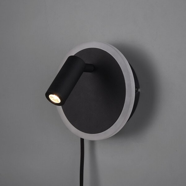 Trio Lighting Aplică de perete LED Jordan, 2 becuri, negru, Negru, Camera de zi / sufragerie, Metal, Modern, Spot de perete