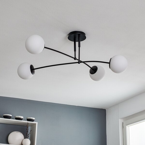 EMIBIG LIGHTING Plafonieră Pregos 4 în negru, becuri, reglabil, Negru, Hol, Metal, Modern