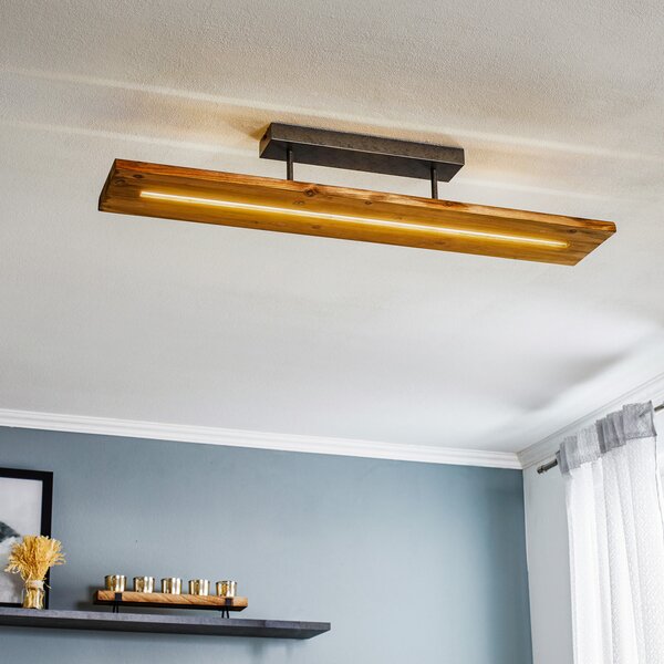 Trio Lighting Plafonieră Brad LED din lemn, reglabil, Lemn, Camera de zi / sufragerie, Lemn, Modern