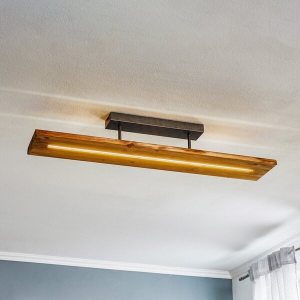 Trio Lighting Plafonieră Brad LED din lemn, reglabil, Lemn, Camera de zi / sufragerie, Lemn, Modern