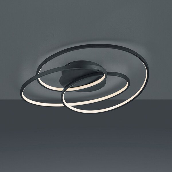 Trio Lighting Plafonieră LED Gale, 60 cm, negru mat, reglabil, Negru, Camera de zi / sufragerie, Metal, Modern