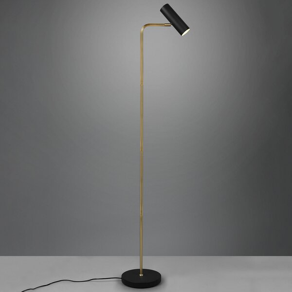 Trio Lighting Marley lampadar, negru/zahăr, înălțime 151 cm, metal, Auriu / Alamă, Camera de zi / sufragerie, Metal, Modern, Umbrelă în picioare