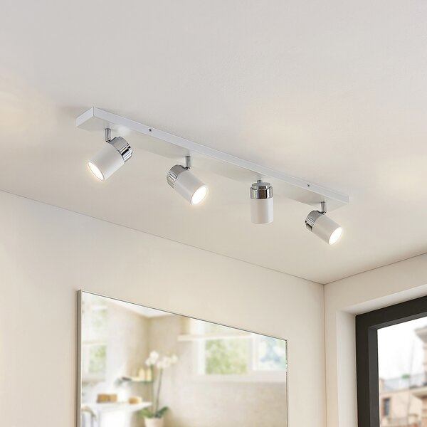 Lindby Spot Kardo, 4 becuri, alb, metal, IP44, reglabil, Alb, Baie, Metal, Modern