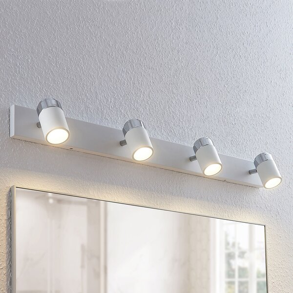 Lindby Spot Kardo, 4 becuri, alb, metal, IP44, reglabil, Alb, Baie, Metal, Modern