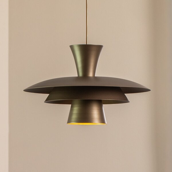 Luminex Lampă suspendată Plato, culoare titan, metal, Ø 38 cm, E27, reglabil, Gri, Camera de zi / sufragerie, Metal, Modern