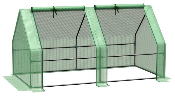 Outsunny Mini Seră Portabilă cu Uși Mari cu Fermoar și Acoperiș din PE pentru Protecție Împotriva Apei/UV, 180x90x90 cm, Verde | Aosom Romania