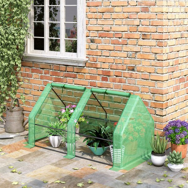 Outsunny Mini Seră Portabilă cu Uși Mari cu Fermoar și Acoperiș din PE pentru Protecție Împotriva Apei/UV, 180x90x90 cm, Verde | Aosom Romania