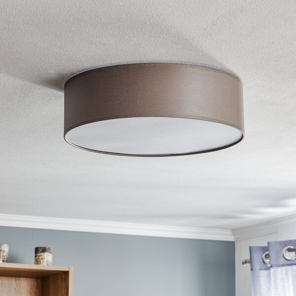 TK Lighting Plafonieră Rondo, maro, Ø 45 cm, reglabil, Maro / Rugină, dormitor, Țesătură / Textil, Modern