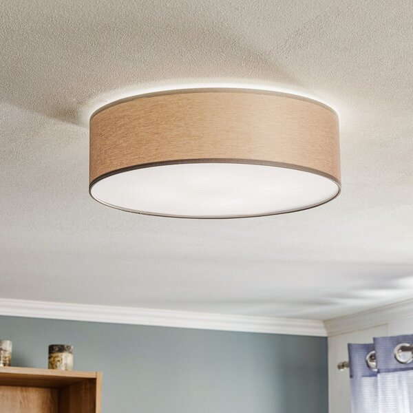 TK Lighting Plafonieră Rondo, maro, Ø 45 cm, reglabil, Maro / Rugină, dormitor, Țesătură / Textil, Modern
