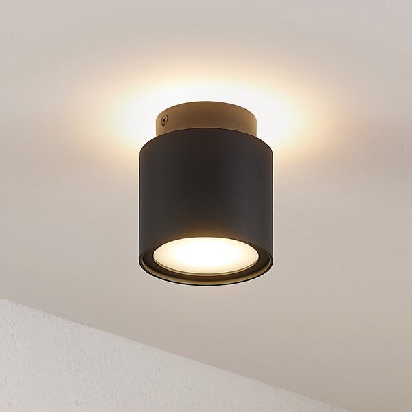 Arcchio plafonieră Walisa, Ø 10 cm, negru, difuzor, GU10, reglabil, Negru, Camera de zi / sufragerie, Aluminiu, Modern