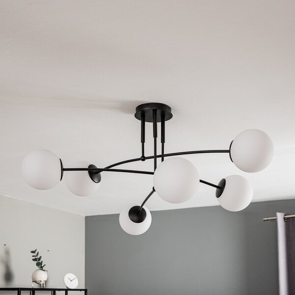 EMIBIG LIGHTING Plafonieră Pregos 6 în negru, becuri, reglabil, Negru, Hol, Metal, Modern