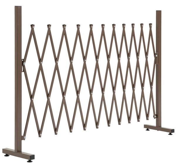 Outsunny Gard de Grădină cu Lățime Reglabilă, Gard de Grădină Multifuncțional din Metal și Aluminiu, 300x31x103,5 cm, Maro Închis