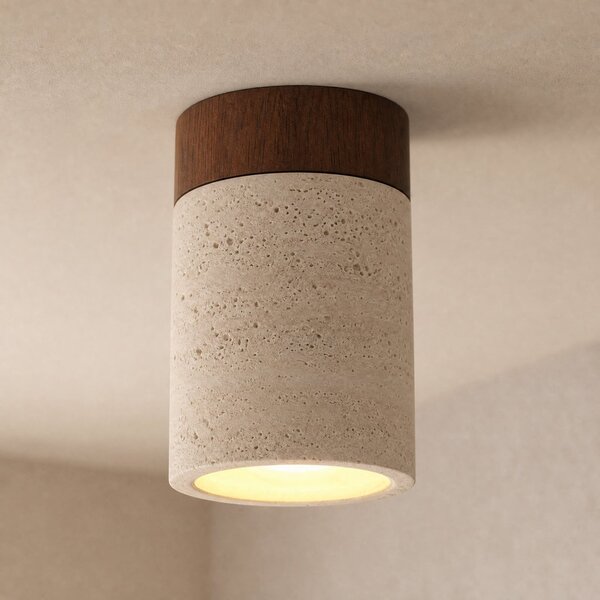 Lucande Plafonieră Carlotta, Ø 12 cm, bej, beton, E27, reglabil, Bej, Camera de zi / sufragerie, Beton, Modern