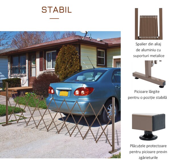 Outsunny Gard de Grădină cu Lățime Reglabilă, Gard de Grădină Multifuncțional din Metal și Aluminiu, 300x31x103,5 cm, Maro Închis