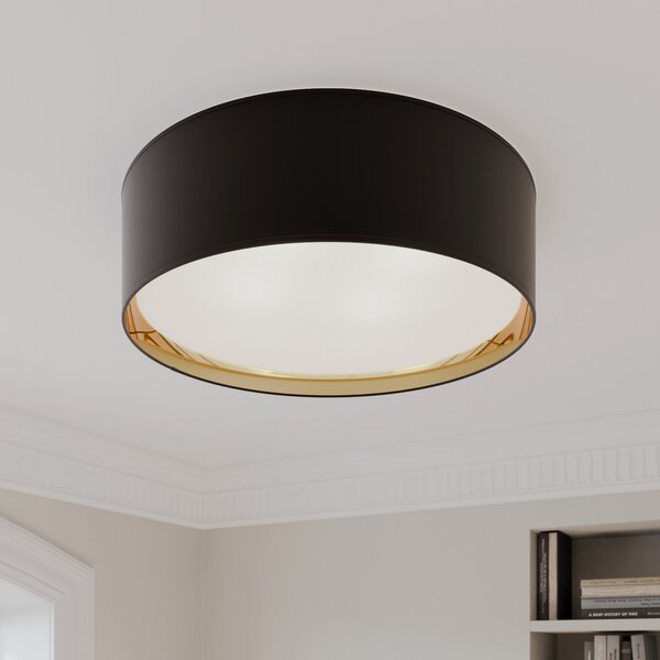 TK Lighting Plafonieră Bilbao, negru/auriu, Ø 60 cm, reglabil, Negru, dormitor, Țesătură / Textil, Modern