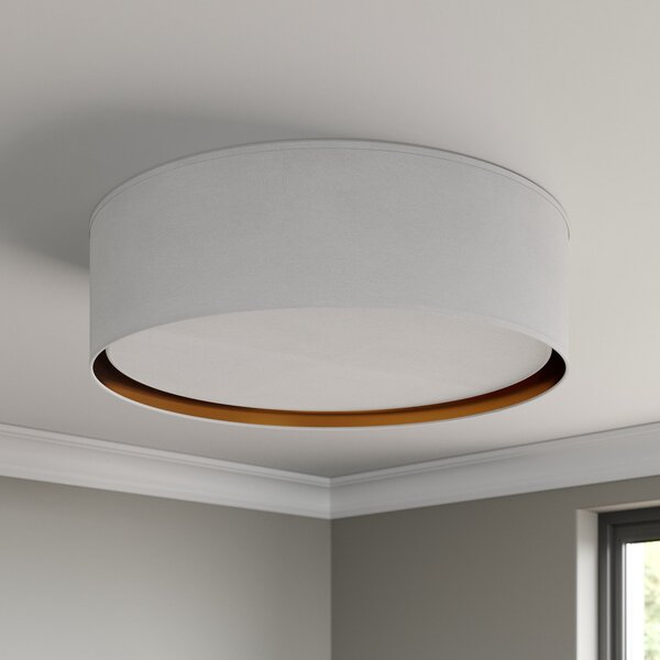 TK Lighting Plafonieră Bilbao, alb/auriu, Ø 60 cm, reglabil, Alb, dormitor, Țesătură / Textil, Modern