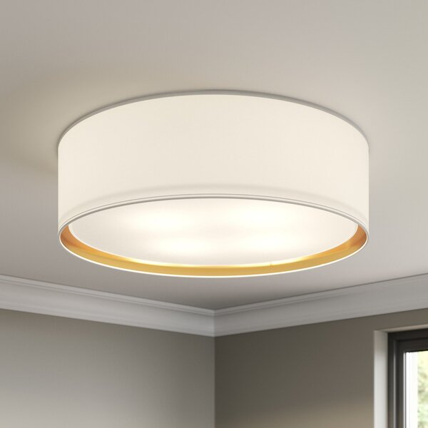 TK Lighting Plafonieră Bilbao, alb/auriu, Ø 60 cm, reglabil, Alb, dormitor, Țesătură / Textil, Modern