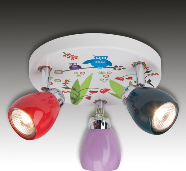 Brilliant Birds plafonieră LED trei surse, Multicolor, Camera copiilor, Metal