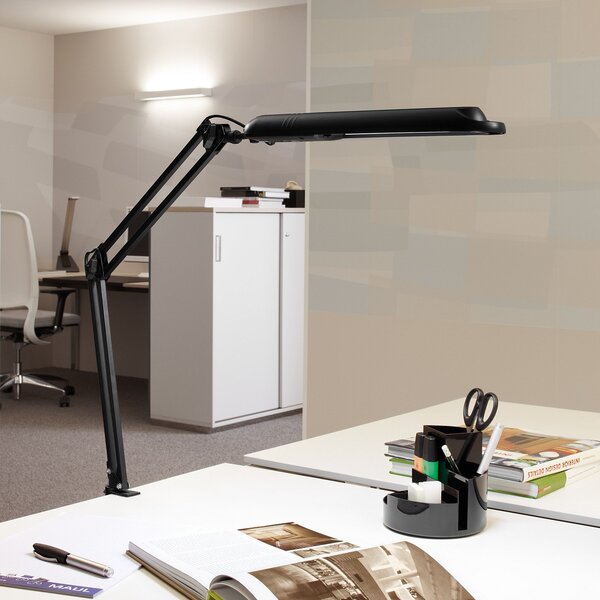Maul Lampă de masă cu LED MAULatlantic, negru, înălțime 38 cm, bază clemă, Negru, Studiu / Birou, Metal, Modern, Corpuri de iluminat cu clemă / cu fișă