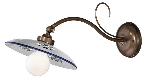 Cremasco Bassano aplică, abajur ceramic, suspendat albastru, reglabil, Bronz / Alamă Veche, Camera de zi / sufragerie, Metal, Casă de țară / Rustic